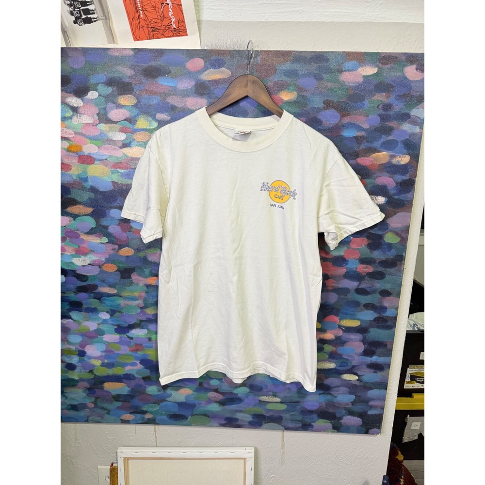 Hard Rock Cafe San Juan Puerto Rico Vintage Graphic T-Shirt Mens Medium White